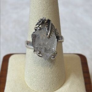 925 Genuine Herkimer Diamond Ring Sterling Silver Adjustable